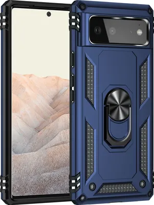 Produktbild von Mobigear Armor Ring  Google Pixel 6 Hülle Hardcase Backcover Stoßfest mit Ringhalter - Blau