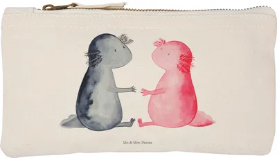 Produktbild von Mr. & Mrs. Panda Pouch Axolotl Liebe Größe S Klein - Weiß - Geschenk, Valentinstag, Jahrestag, aufbewahrungsbeutel, Kosmetikbeutel, Etui, Federtasche, Kulturtasche