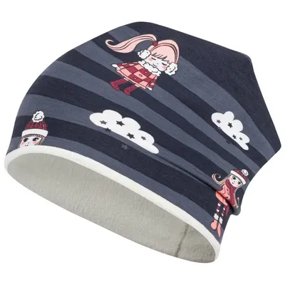 Produktbild von Mädchen Wintermütze gefüttert Beanie Kindermütze, Gr. 54/56, Grau-Creme