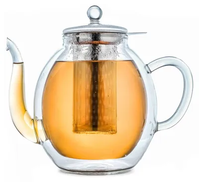 Produktbild von Creano doppelwandige Glas-Teekanne 1,4l mit Edelstahlfilter - tropffrei.