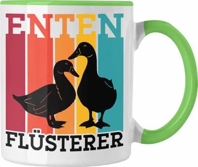 Produktbild von Trendation - Lustige Enten Liebhaber Tasse "Enten Flüsterer" - Geschenk für Entenfreunde Entenzüchter (Grün)