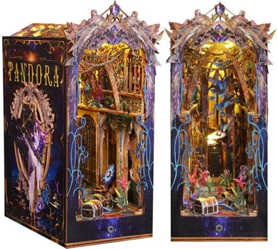 Produktbild von Habarri | DIY Book Nook - Pandora's Box - Puzzle 3D - Miniatur Haus Kit mit Möbeln und LED-Licht - Buch Ecke Kit