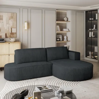 Produktbild von Masseno Ecksofa CORTIO P R-S mit Schlaffunktion L-Form, Sofa mit Bettkasten, Wohnzimmersofa, Couch, Soffa, Bettsofa, Couchgarnitur- Grau, POSO 34
