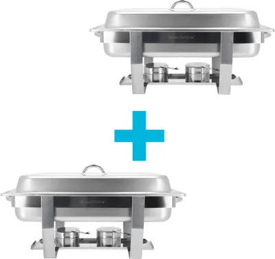 Produktbild von TECHNICA 2x Chafing dish aus Edelstahl 9L– Warmhaltebehälter Robust und pflegeleicht für buffet – Professioneller Speisenwärmer GN 1/1 Mit Deckel – Wärmebehälter Rechaud für Catering – 60,5x37x24 cm