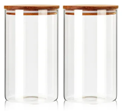 Vorratsdosen Glas mit Holzdeckel, 2 x 2400 ml