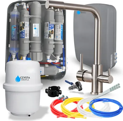 Produktbild von Wasserfilter Set RO7 Slim mit 3-Wege Küchenarmatur Venom, 7-stufige Filtration, Umkehrosmose, Edelstahl