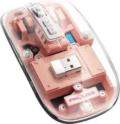 Image de Souris transparente sans fil, trois modes de connexion | Effet lumineux coloré et respirant | 4 niveaux de DPI réglables, rose