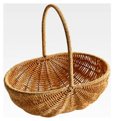 Produktbild von Geflochtener Picknickkorb aus Kunststoff Rattan mit Griff Wetterfester Aufbewahrungskorb für Garten Obst und Gemüse Wiederverwendbar