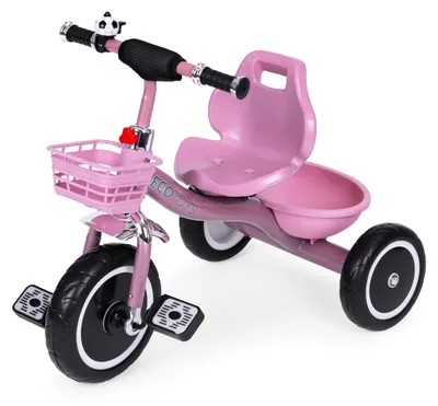 Zdjęcie produktu dla ECOTOYS WQL-1999 Trójkołowiek dla dzieci z dzwonkiem i koszykiem, kolor różowy