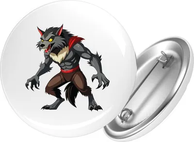 Produktbild von Huuraa Button Werwolf Fabelwesen 59mm rund mit Sicherheitsnadel Ansteckbutton Geschenkidee