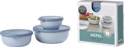 Produktbild von Mepal 4 Stück set cirqula rund 3-teilig (350+750+1250) - nordic blue 106230015700