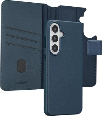 Image de Étagère en cuir Accezz 2-en-1 avec MagSafe pour Samsung Galaxy S26 Plus - Bleu nuit