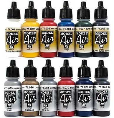 Airbrush-Basisset – 12 Acrylfarben à 17 ml