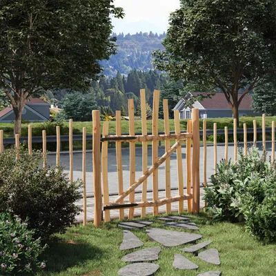 Produktbild von PUEAZU Bogenzauntor 100 x 120 cm Imprägniertes Haselholz Natur - Gartentore &41429