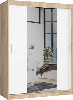 Obrázek produktu pro Akord Posuvná šatní skříň dub Sonoma/bílá 150x60x200 cm