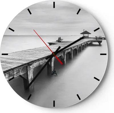 Produktbild von Wanduhr - Rund - Glasuhr - Thailand bucht strand brücke - 30x30cm - Schleichendes Uhrwerk - Lautlos - zum Aufhängen bereit - Dekoration Modern - Wanddekoration aus Glas - C3AR30x30-2441