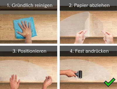 Produktbild von Famanu Treppenmatten Set 16 Stück 65 x 25 cm rutschfest mit Montagematerial