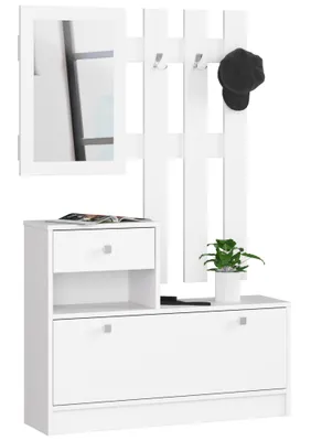 Zdjęcie produktu dla Zestaw mebli do przedpokoju z szafką na buty AKORD Biały 170x90x25 cm