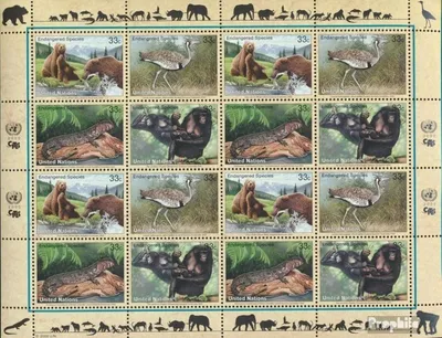 Produktbild von Briefmarken UNO - New York 2000 Mi 831-834Klb Kleinbogen (kompl.Ausg.) postfrisch Gefährdete Tiere