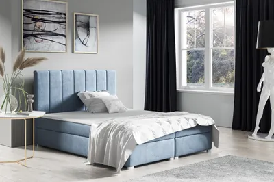 Productafbeelding van Boxspringbed, slaapkamerbed, model Sarah, 160x200 cm, met 2 opbergruimtes, topper en hypoallergene Bonell-matras