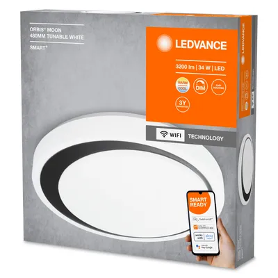 Produktbild von LEDVANCE SMART+, Intelligente Deckenbeleuchtung, WLAN, Schwarz, Polymethylmethacrylat (PMMA), 3000 K, 6500 K