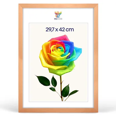 Produktbild von MG Design Bilderrahmen Natur A3 29,7x42 cm - Posterrahmen Echtholz mit Acrylglas, stabile Wandaufhängung, hoch/quer