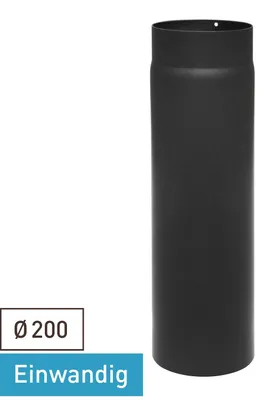Produktbild von Raik Basic Längenelement 200mm schwarz L: 500mm für Rauchrohr / Ofenrohr