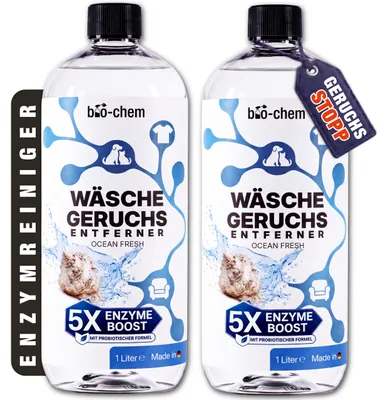 Produktbild von bio-chem Wäsche Geruchsentferner Enzymreiniger Waschmittel-Zusatz 2L – Ocean Fresh | Probiotische Langzeitwirkung | Porentief gegen Schweiß & Urin
