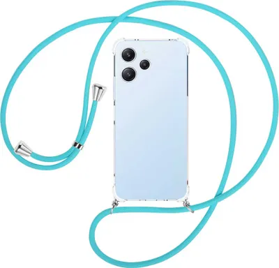 Produktbild von Handykette Backcover-Schutzhülle mit Band (Metall silberfarben) für Xiaomi Redmi 12 (6.79'') - türkis