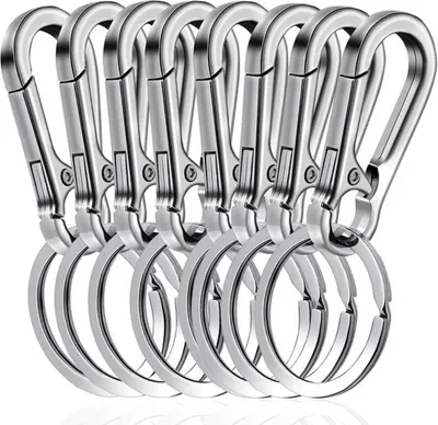 Produktbild von Azomor® Set von 8 silbernen Schlüsselanhängern mit Schnellverschluss und Karabinerhaken