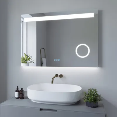 Produktbild von Lichtspiegel 100x70cm mit Touchschalter,LED-Badspiegel mit Bluetooth, dimmbar, Antibeschlag & Vergrößerung