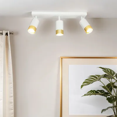 Immagine prodotto di Faretto da soffitto in alluminio orientabile in oro bianco GU10 a 3 fiamme allungate
