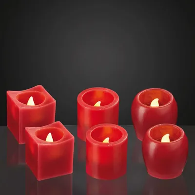 Produktbild von Kerzen LED Wachskerzen rot 6er Set flackernd Imitat Deko Outdoor Garten Balkon
