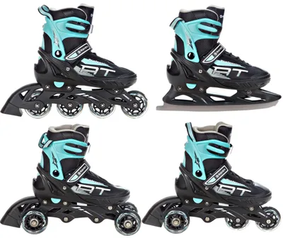 Produktbild von 4in1 Inlineskates/Triskates/Rollschuhe/Schlittschuhe Raven Profession Black/Mint 38-42 verstellbar
