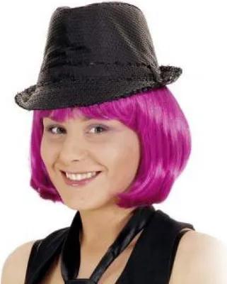 Produktbild von O23115-02 schwarz Trilby Pailletten Hut Glitzerhut Partyhut