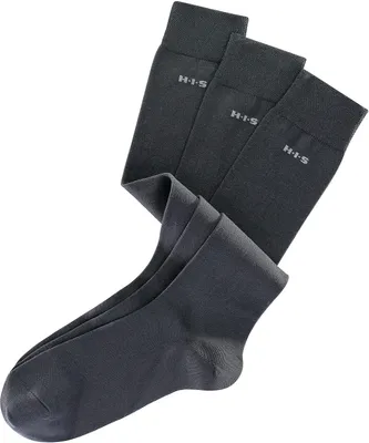 Produktbild von H.I.S. Kniestrümpfe Basic Herren Strümpfe Komfortsocken, Alltagssocken 3 -teilig 3x schwarz Größe 43/46