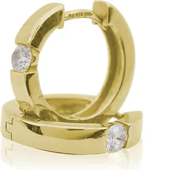 Produktbild von Ohrringe Creolen 925 Sterling Silber gelbvergoldet mit Zirkonia 17mm