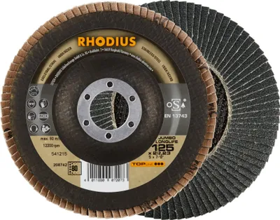 Obrázek produktu pro RHODIUS TOPline JUMBO LONGLIFE EXTENDED lamelový kotouč 125 x 22,23 mm K80