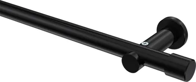 Produktbild von Interdeco Gardinenstange / Vorhangstange Schwarz, Typ Platon Santo (Kappe) ohne Ringe, 20 mm Ø 1-läufig, 140 cm