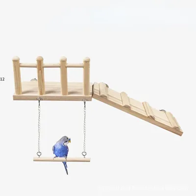 Produktbild von Heikoeco®Papageienschaukel, Vogelhabitata, Hamster-Vogelkäfig-Spielzeug, Papageien-Holzplattform