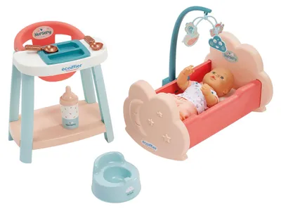 Image de Chambre pour bébé 3 en 1 Ecoiffier avec poupée, 8 pièces.