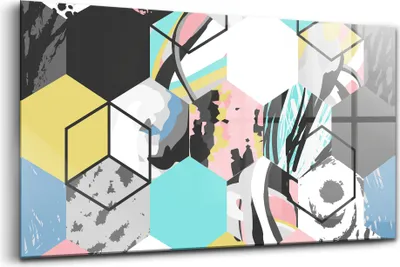 Obrázok produktu pre Obraz z tvrdeného skla - Maľovanie Stien - Temperované Sklo - 120x60 cm - Geometrická abstrakcia