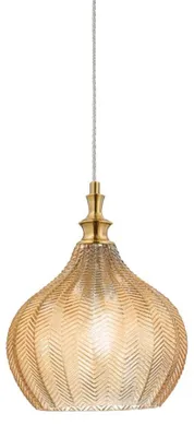 Zdjęcie produktu dla Lampa wisząca Cleofe S/11 Amber – mosiężna metalowa rama z przezroczystym szkłem 1xE27 maks 60W IP20 – Gealuce