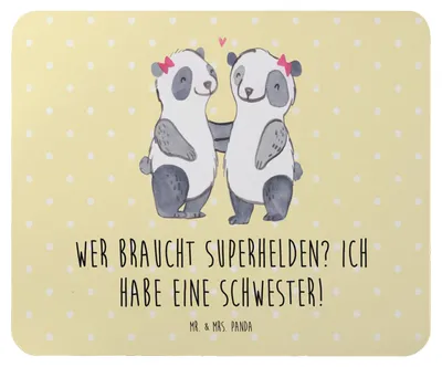 Produktbild von Mr. & Mrs. Panda Mousepad Liebe Schwester - Gelb Pastell - Geschenk, Familie, Bewunderung, Freude, besondere Verbindung, pc, Mauspad, Mouse Pad, Familiengeschenk, laptop