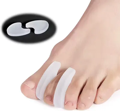 Produktbild von CHPN – Zehenkorrektur – Zehenspreizer – Silikon – Hallux Valgus – Zehenspreizer – Zehenbegradigung – Zehenstraigntner – Weiß/Transparent – 2 Stück