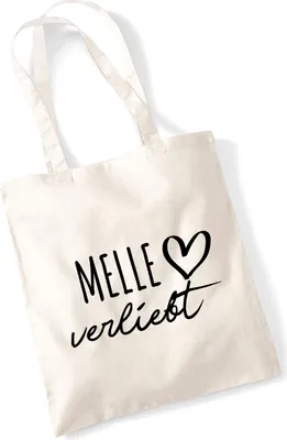 Produktbild von Huuraa Jutebeutel Melle verliebt 10 Liter Natural Baumwolle Tasche Geschenkidee