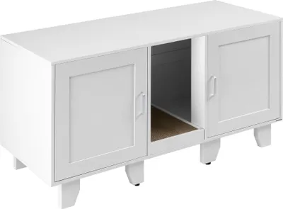 Image de Maison de toilettage pour chat FREYA avec tapis à gratter inclus - blanc