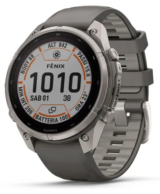Image de Garmin 010-04338-01 | Fenix 9 Pro Ir, 47 mm, verre saphir, modèle solaire, boîtier en titane, bracelet Pebble Gray/argenté