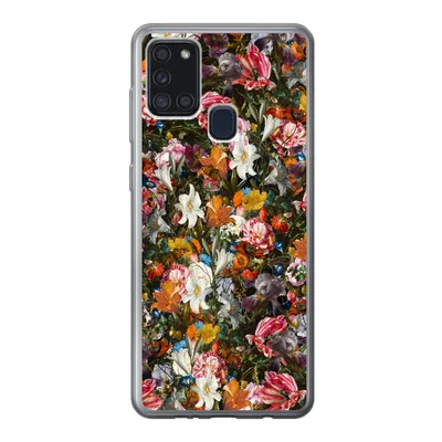Produktbild von MuchoWow® Handyhülle Schutzhülle Hülle für Samsung Galaxy A21s Blumen - Schmetterling - Design - Kunst - Abstrakt - Malerei - Alte Meister Silikon Softcase Handy Hülle - Hartschale