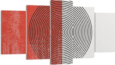 Produktbild von Bild auf Leinwand - Leinwandbild - 5 Teile - Abstraktion Weiß-Rot Kreise - 160x85cm - Wand Bild - Wanddeko - Wandbilder - Leinwanddruck - Bilder - Wanddekoration - Leinwand bilder - EA160x85-4370